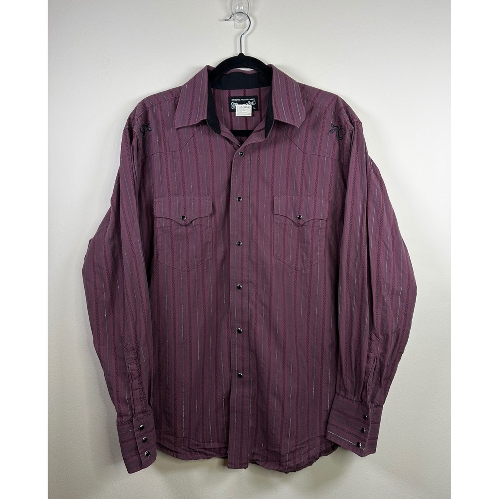 Authentic Wrangler Western Long‎ Sleeve Button Up Shirt Size Large